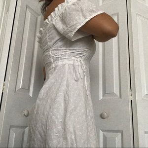 Off the shoulder eyelet cotton dress